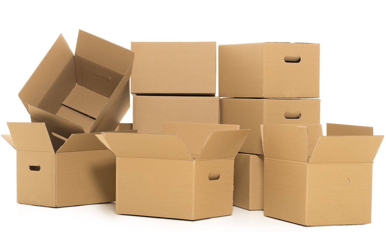 Few carton boxes on the white background